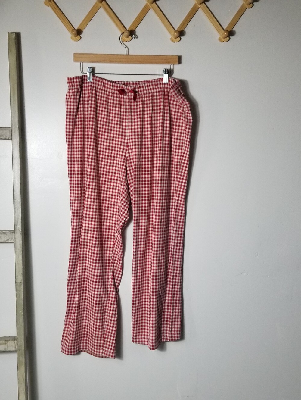 DRAPER JAMES LANDS END WOMEN'S RED GINGHAM LOUNGE PANTS SIZE LARGE/PETITE